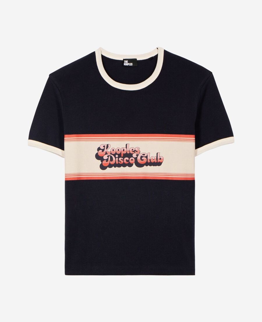 The Kooples FEMME DARK NAVY t-shirt avec s&eacute;rigraphie marine