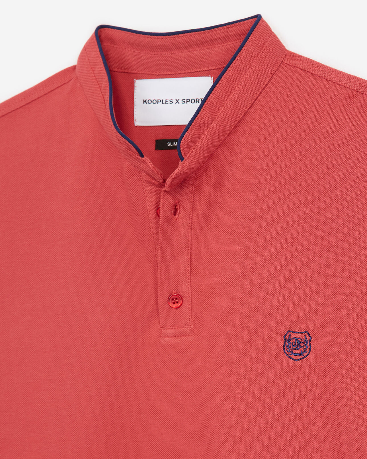 The Kooples MEN MINERAL RED / OFFICER NVY red cotton polo shirt with navy blue details