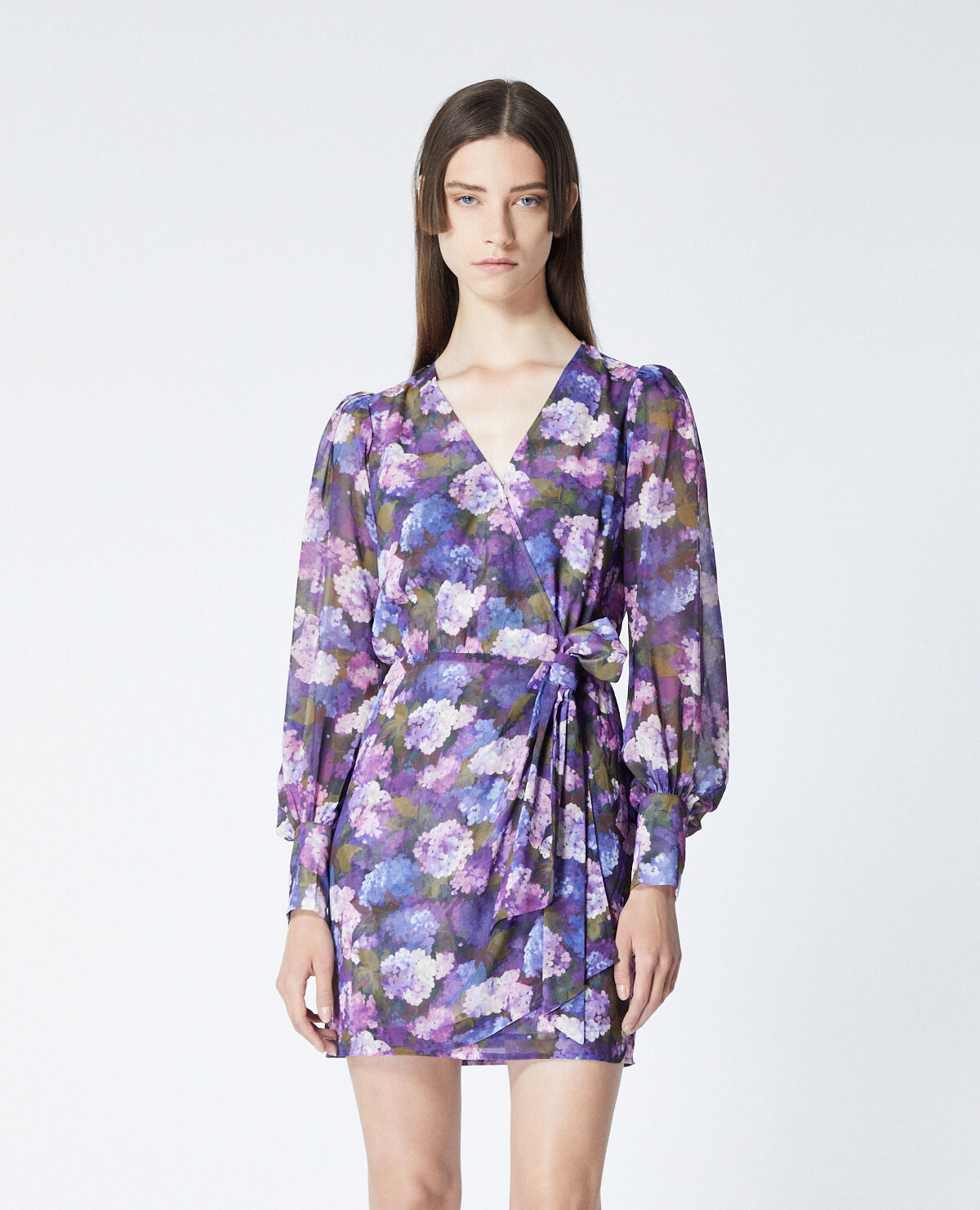 Robe portefeuille imprime violet