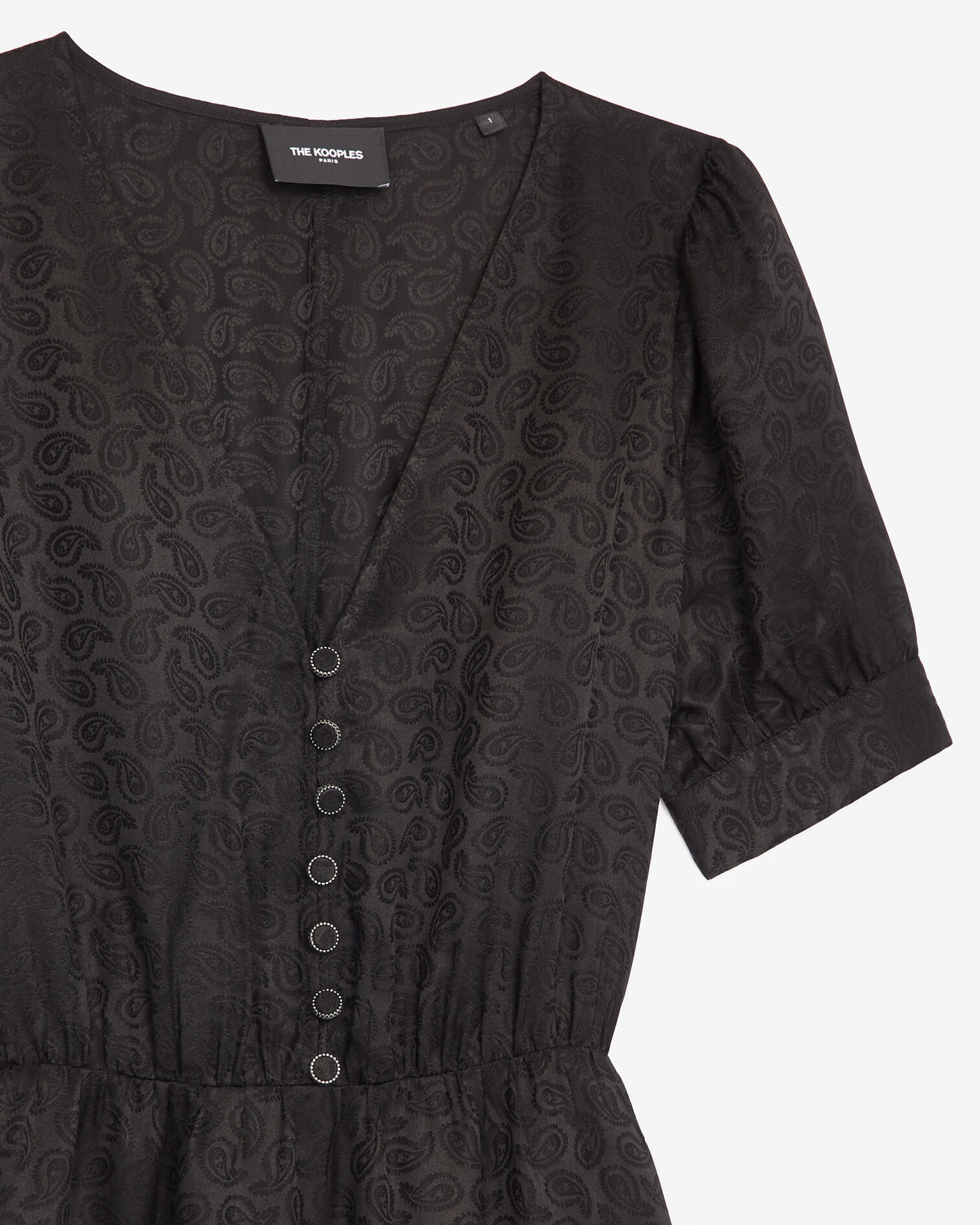 Schwarzes langes Kleid mit Knöpfen, BLACK, hi-res image number null