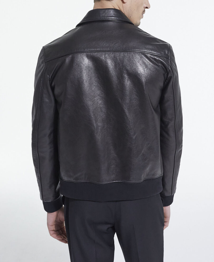 blouson en cuir noir