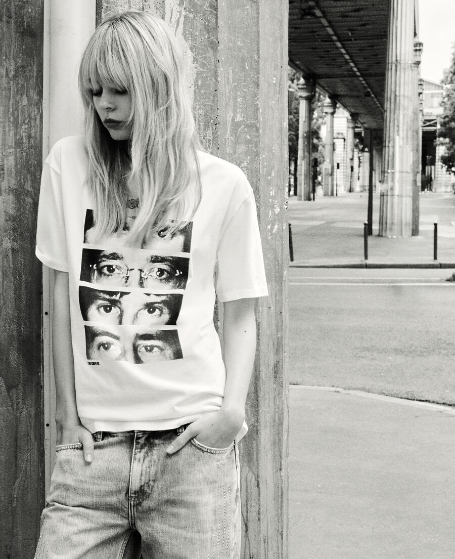 The Kooples MIXED ECRU mixed t-shirt the doors x the kooples ecru