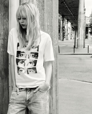 The Kooples MIXED ECRU mixed t-shirt the doors x the kooples ecru