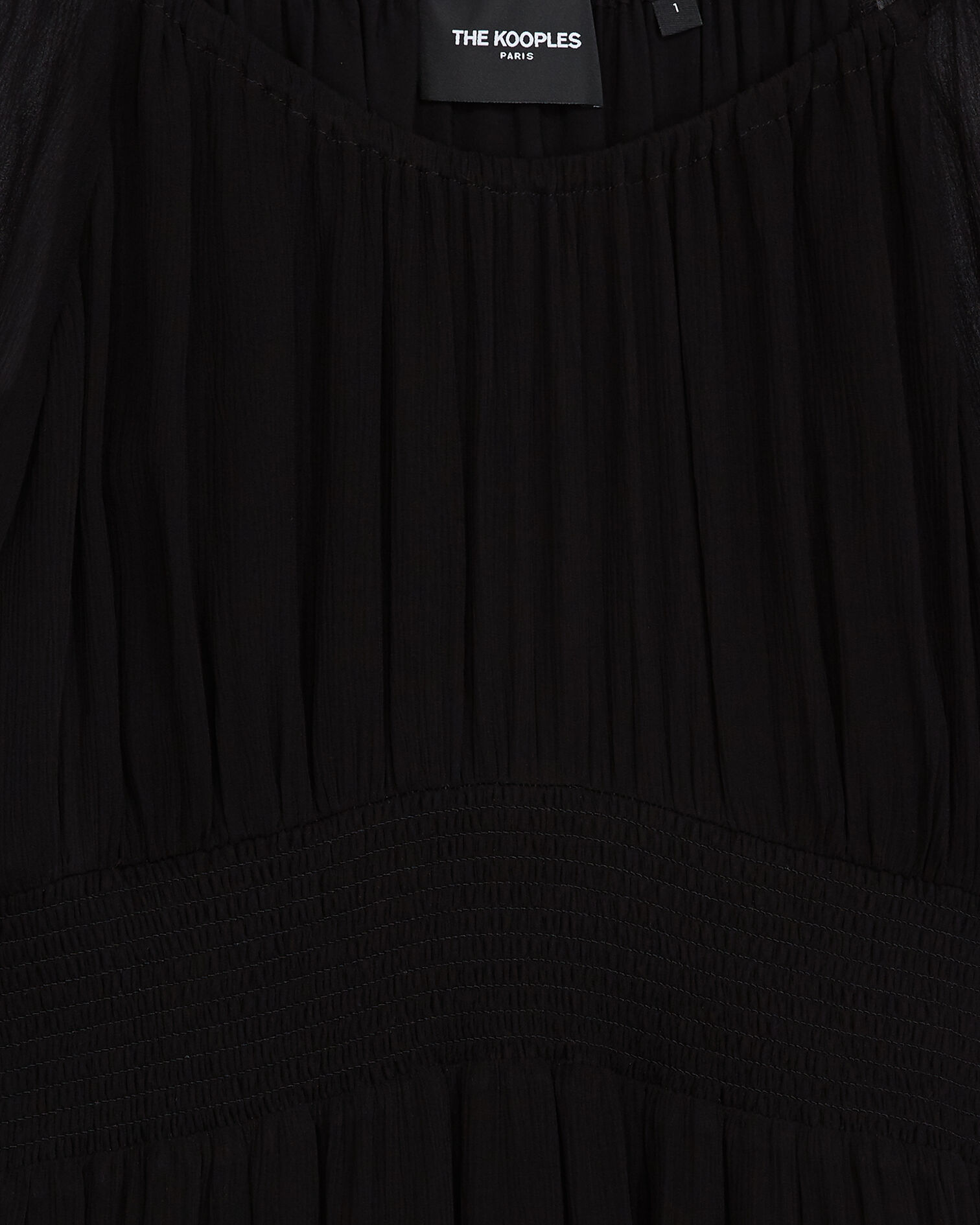 Langes schwarzes Kleid mit gesmokten Details, BLACK, hi-res image number null
