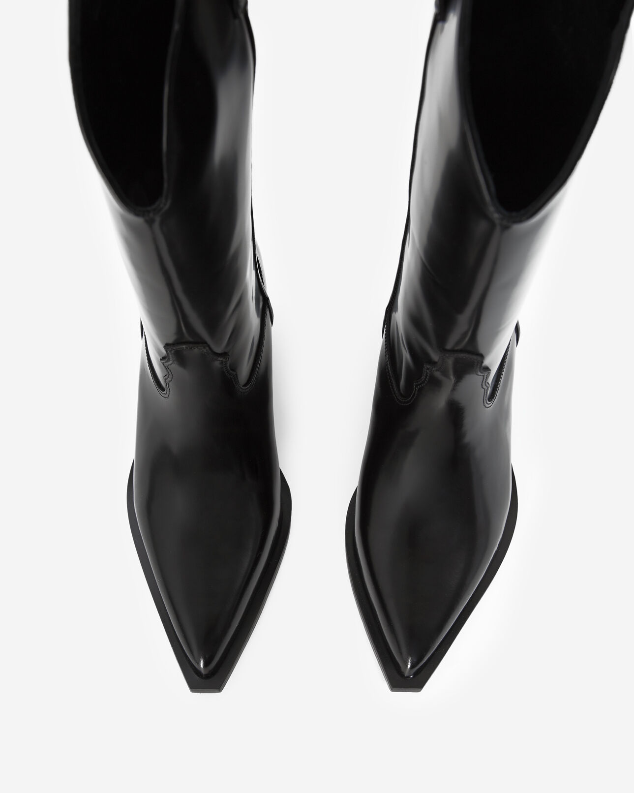 The Kooples MUJER BLACK botines piel tacón charol estilo western