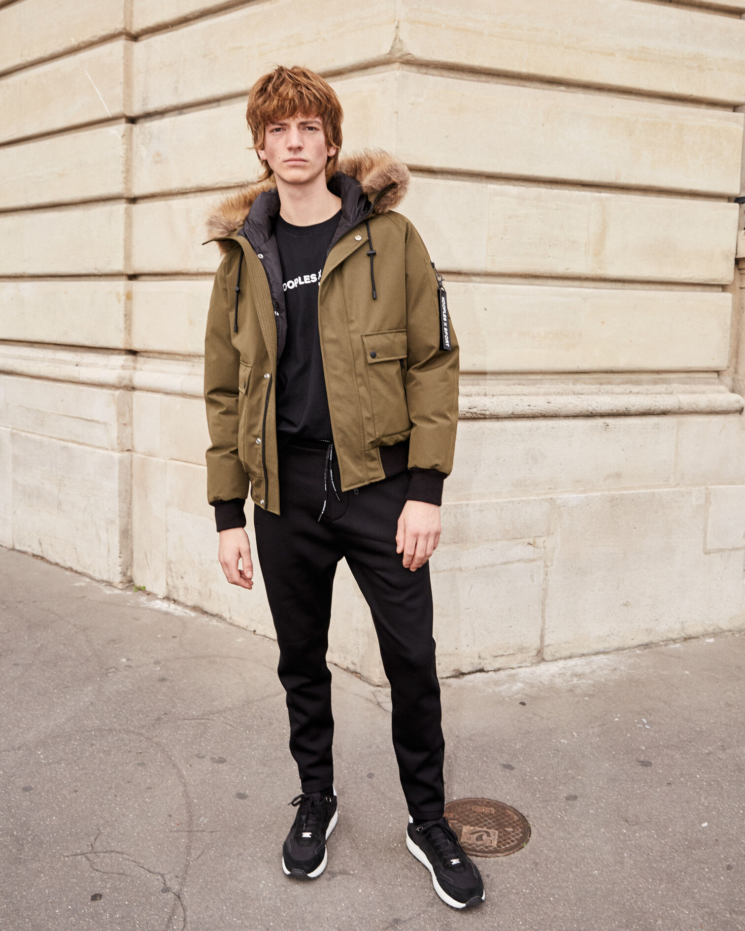 Cropped khaki down jacket with lined hood, KAKI, hi-res image number null
