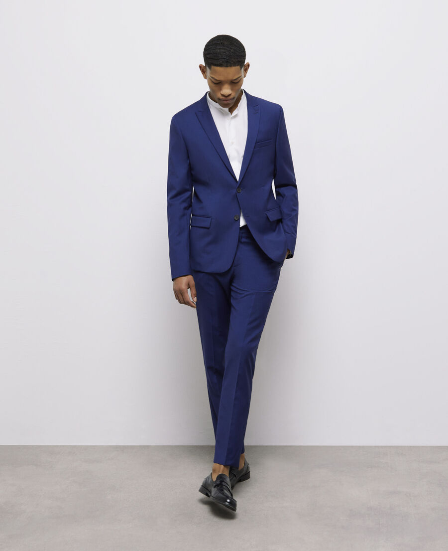veste de costume micro motif bleu marine