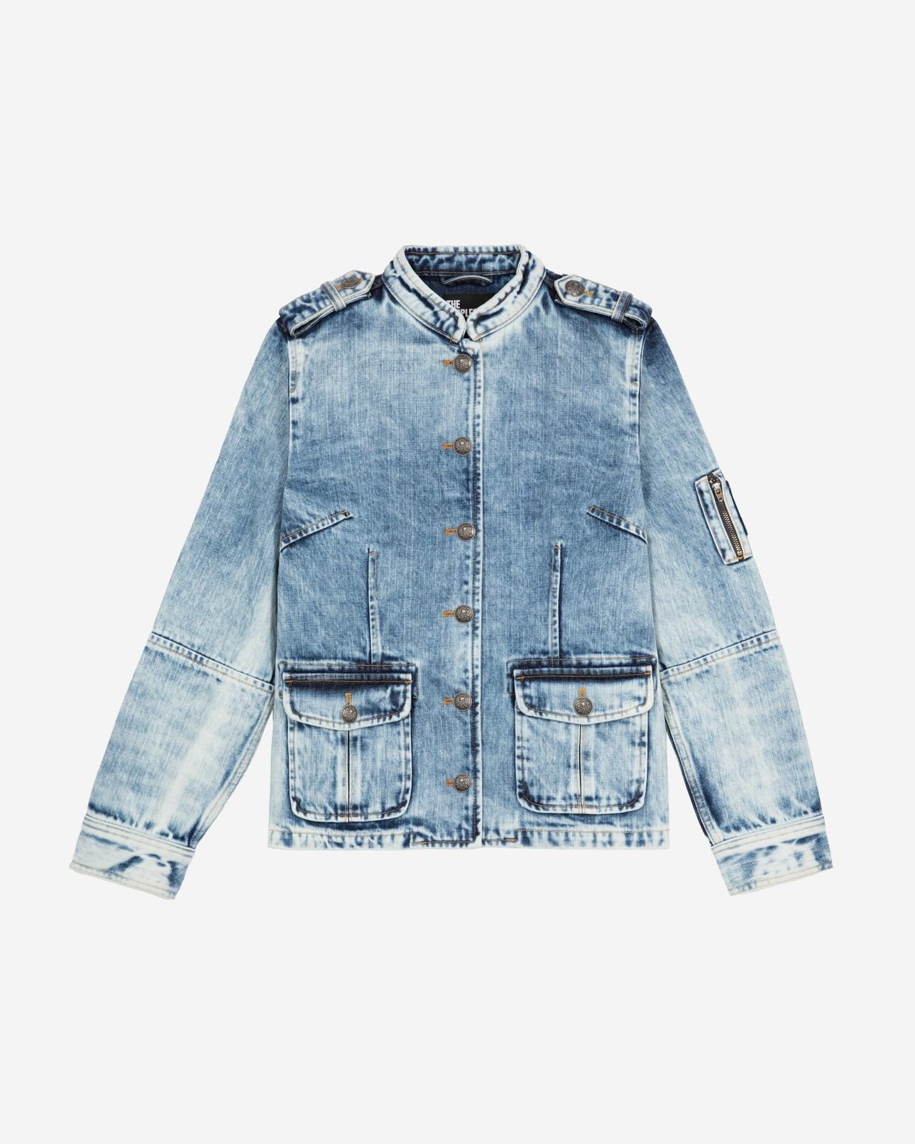 The Kooples WOMEN BABY BLUE officer-style jacket in denim
