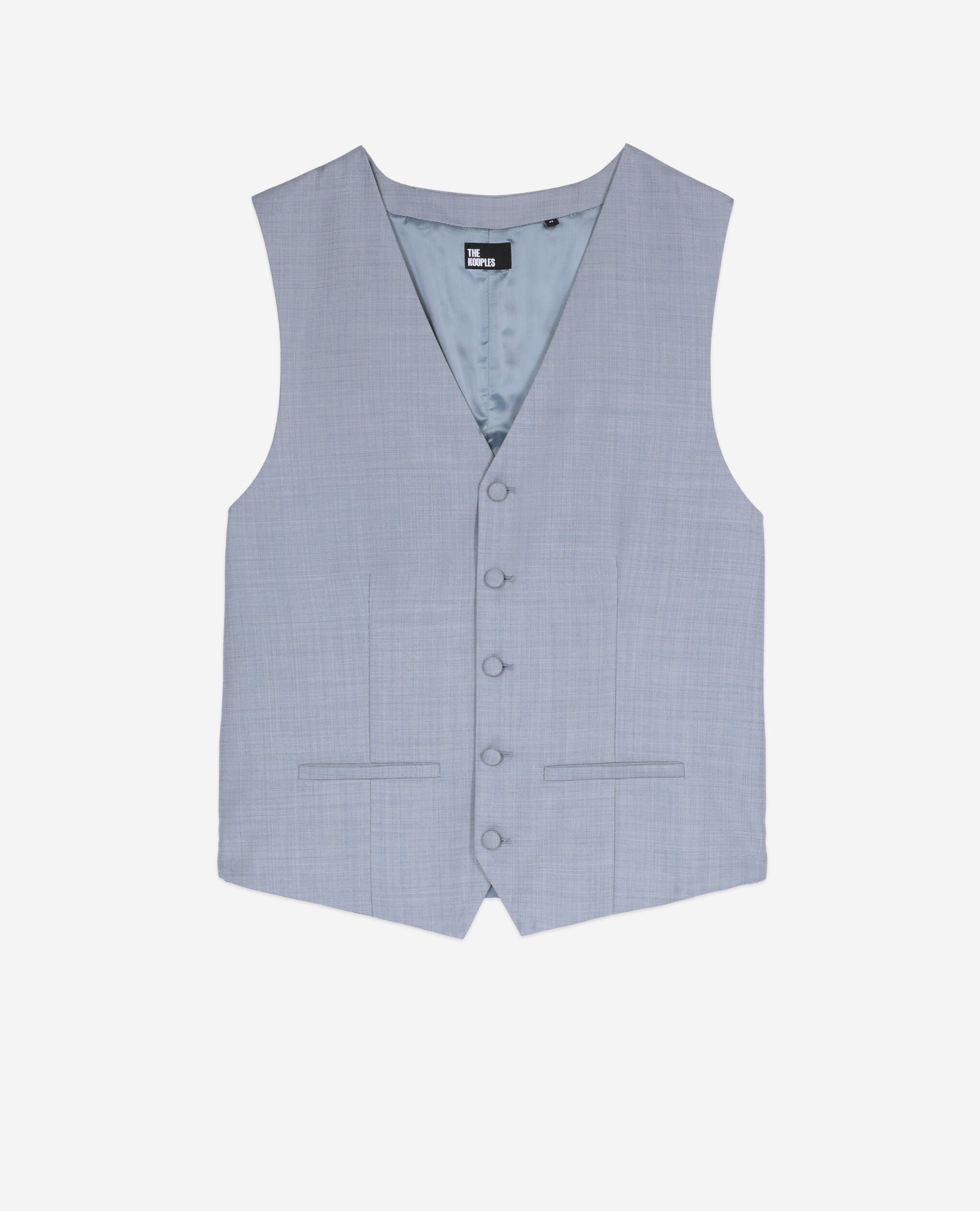 Light blue wool fitted suit waistcoat, BLUE, hi-res image number null