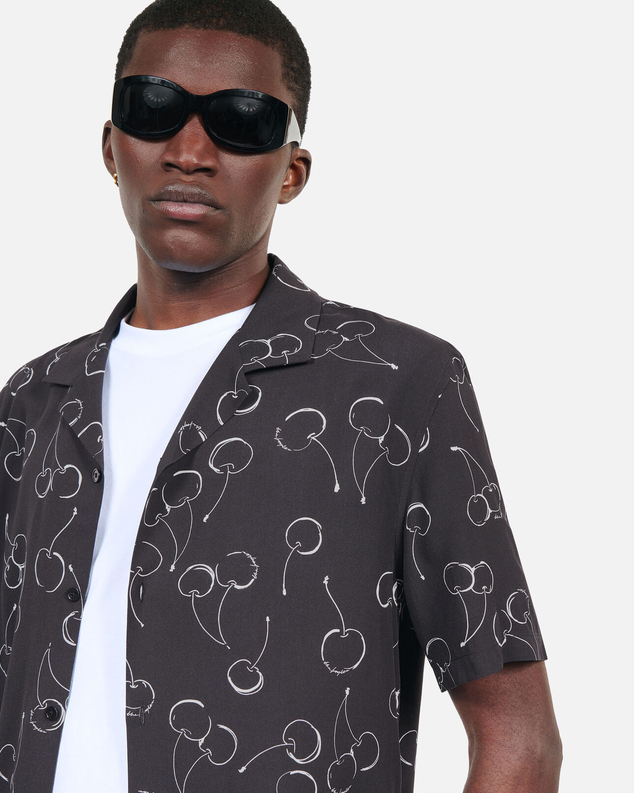 The Kooples HOMME BLACK chemise manches courtes avec imprimé cerise