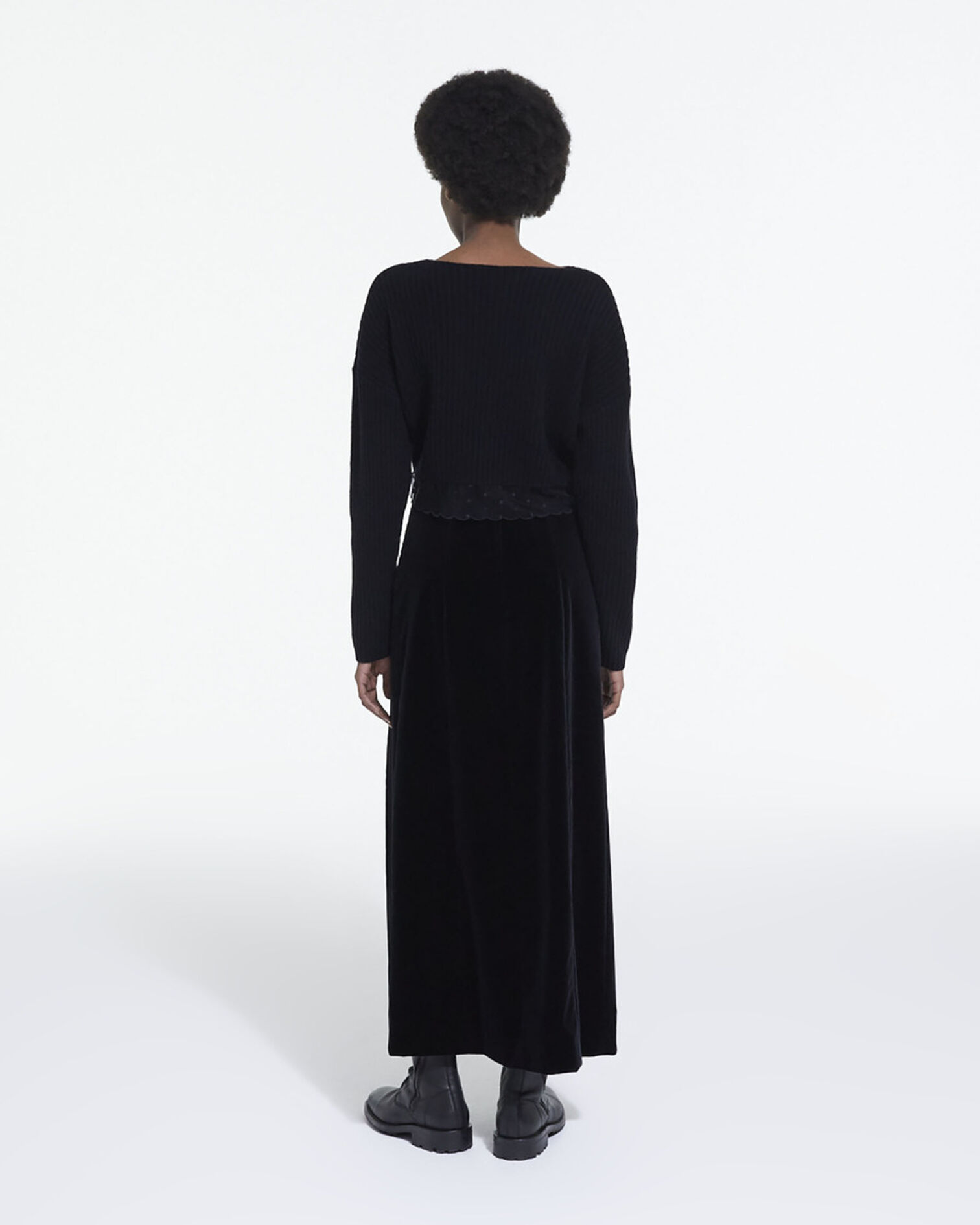 Short black wool sweater, BLACK, hi-res image number null