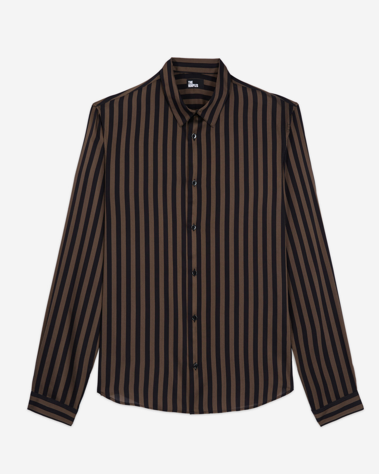 The Kooples MEN BLACK BEIGE striped shirt with classic collar