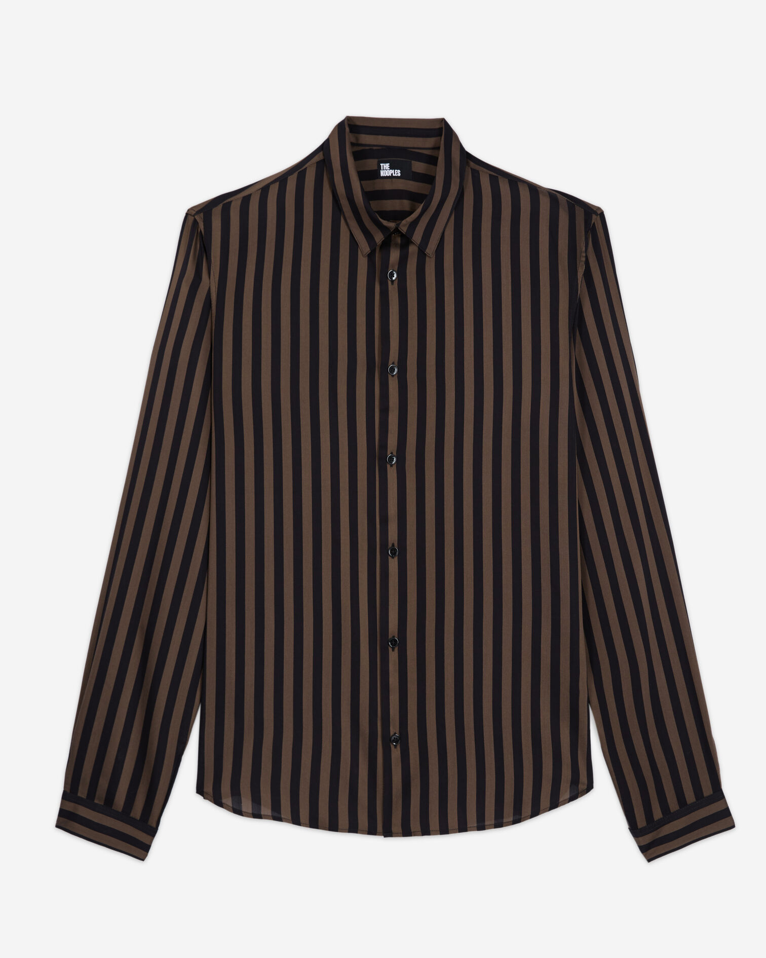 Striped shirt with classic collar, BLACK BEIGE, hi-res image number null