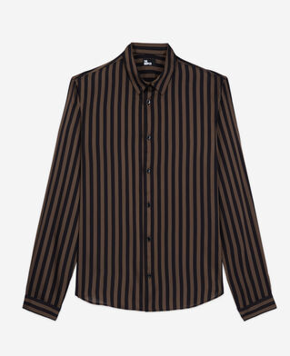 The Kooples HOMME BLACK BEIGE chemise col classique à rayures