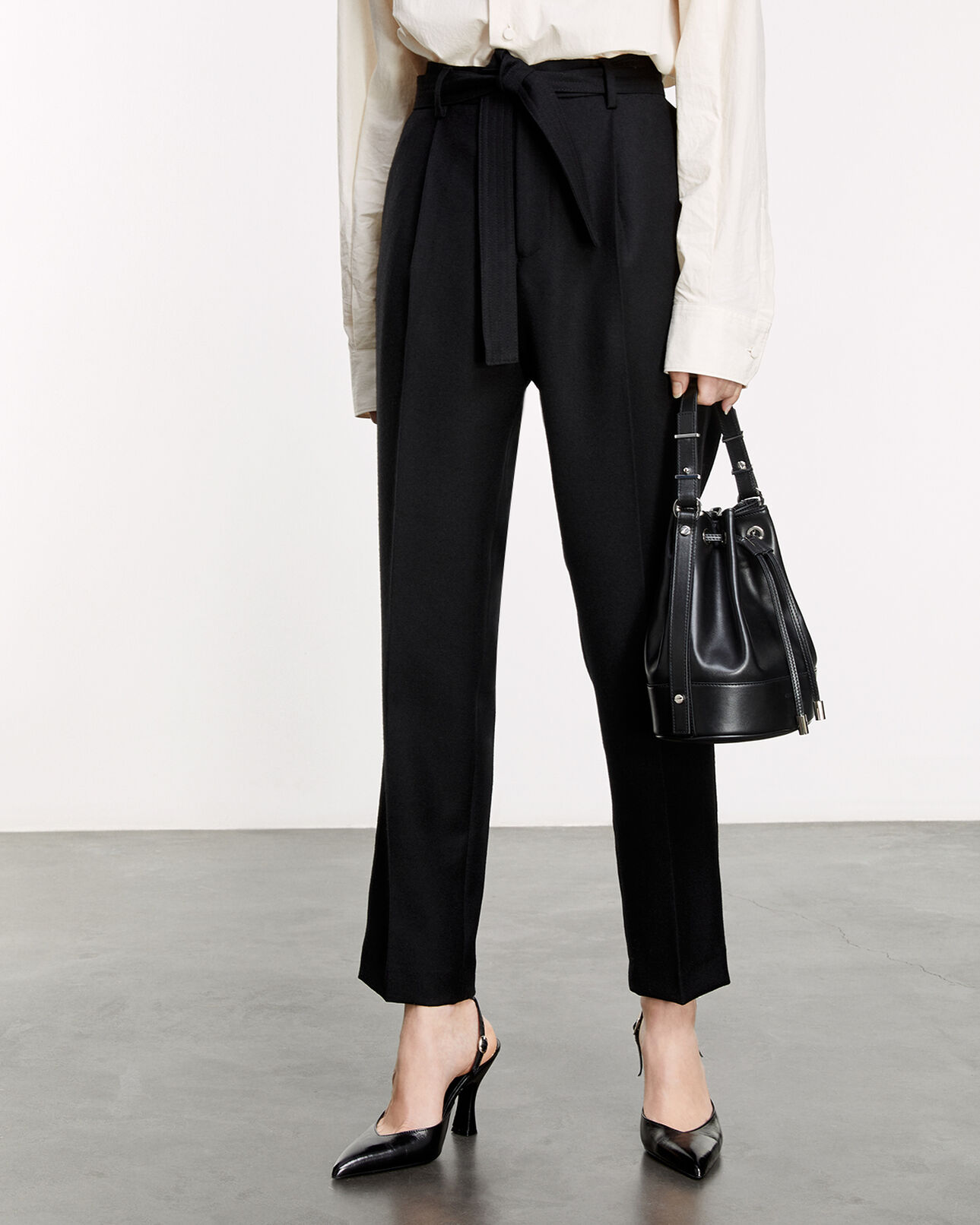 The Kooples MEN BLACK black pants with removable belt