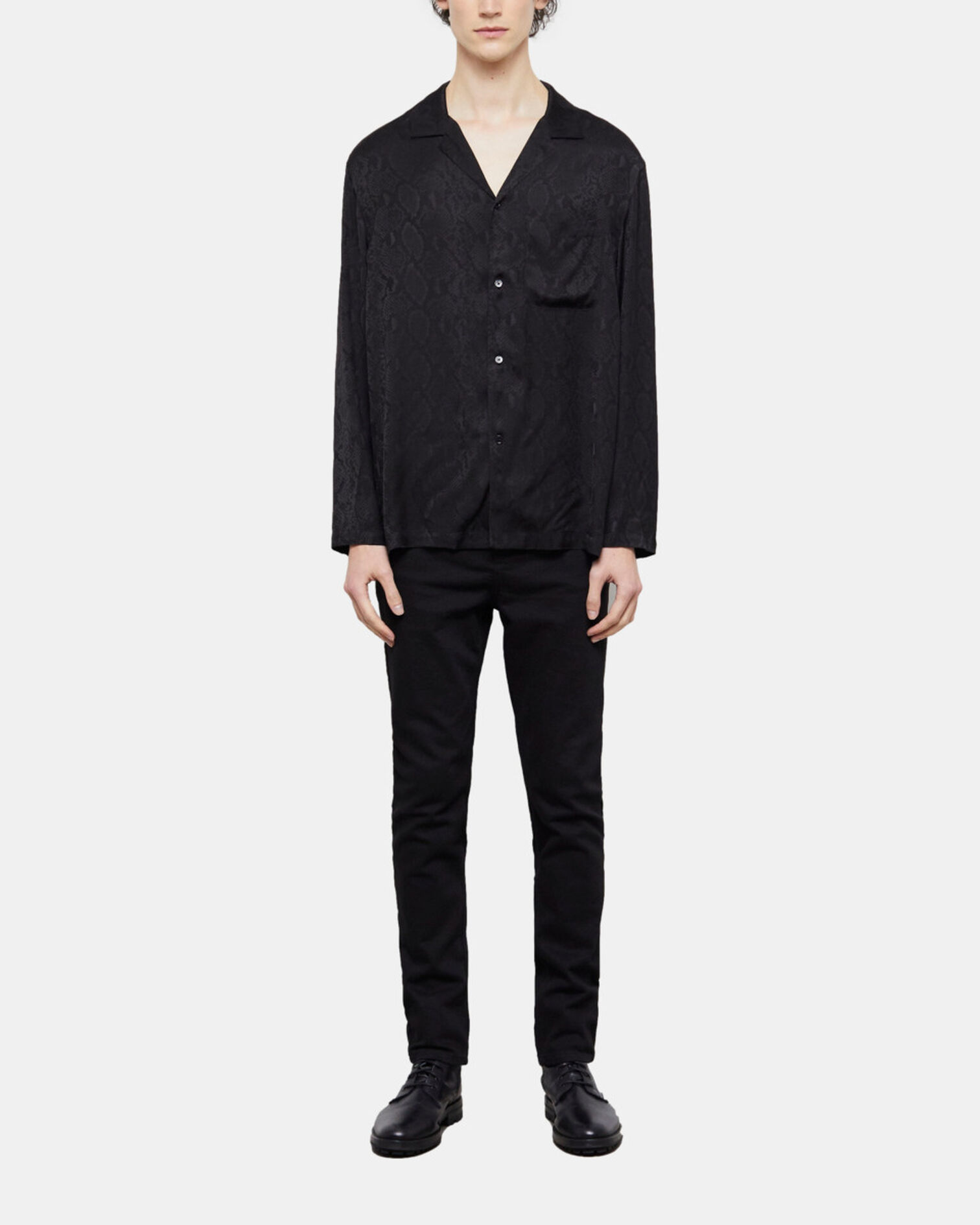 Chemise casual python noir, BLACK, hi-res image number null