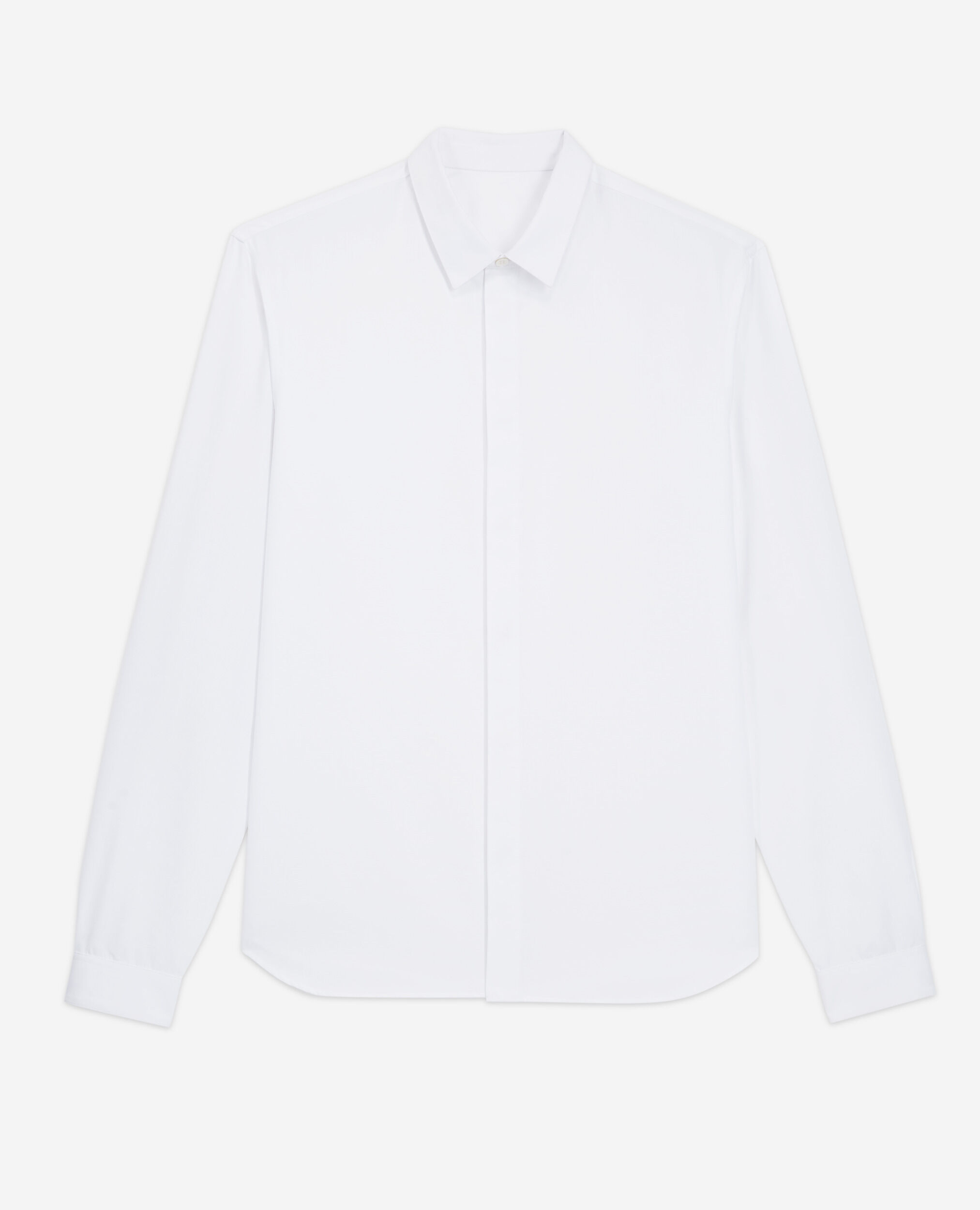 White cotton classic collar shirt, WHITE, hi-res image number null