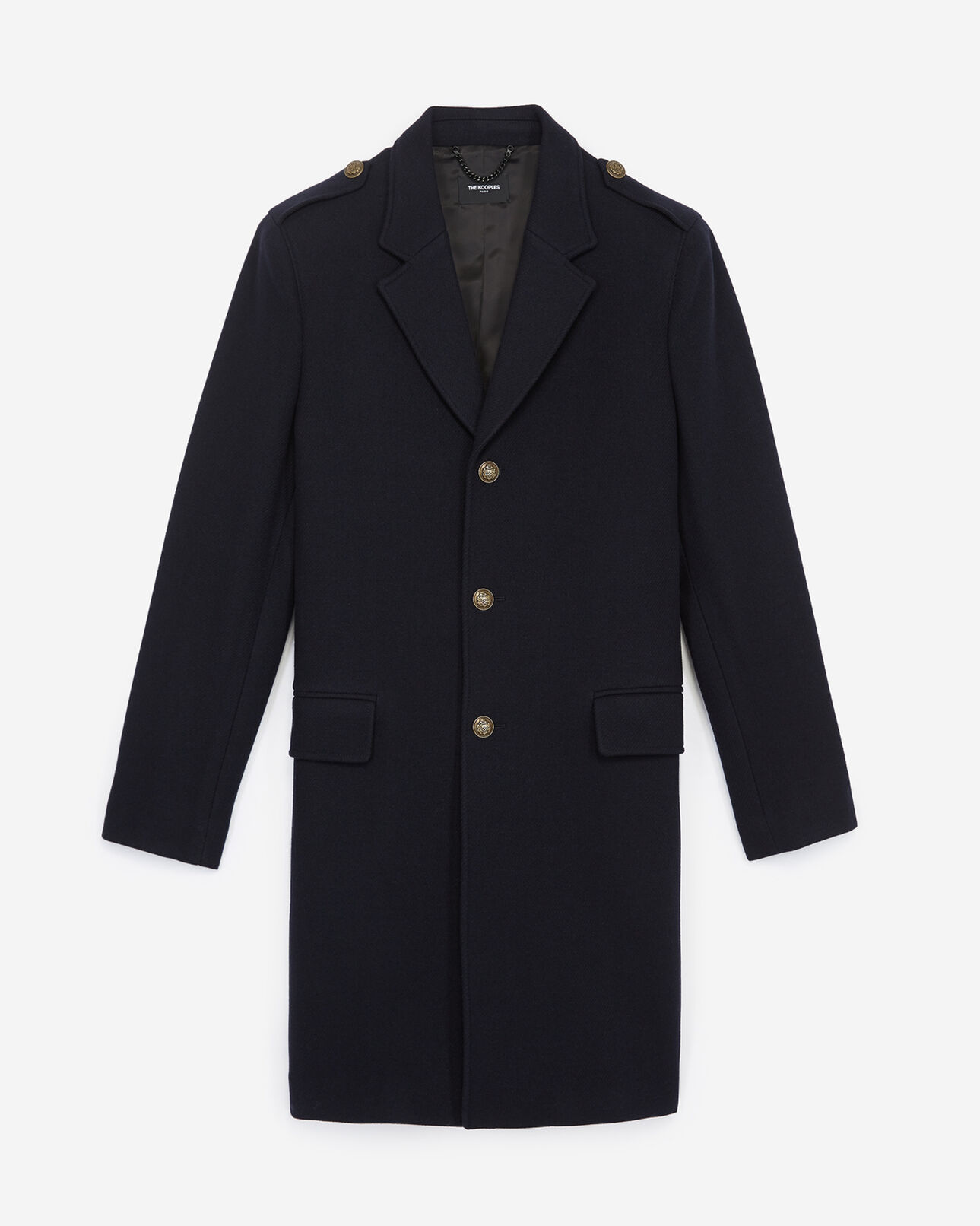 The Kooples MEN NAVY straight fit wool coat with martingale belt