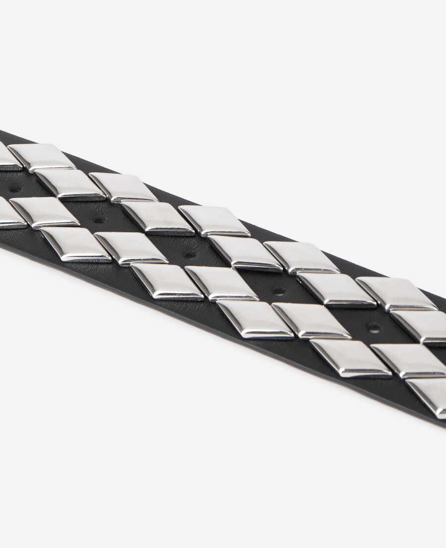 The Kooples WOMEN BLACK black leather belt with studs