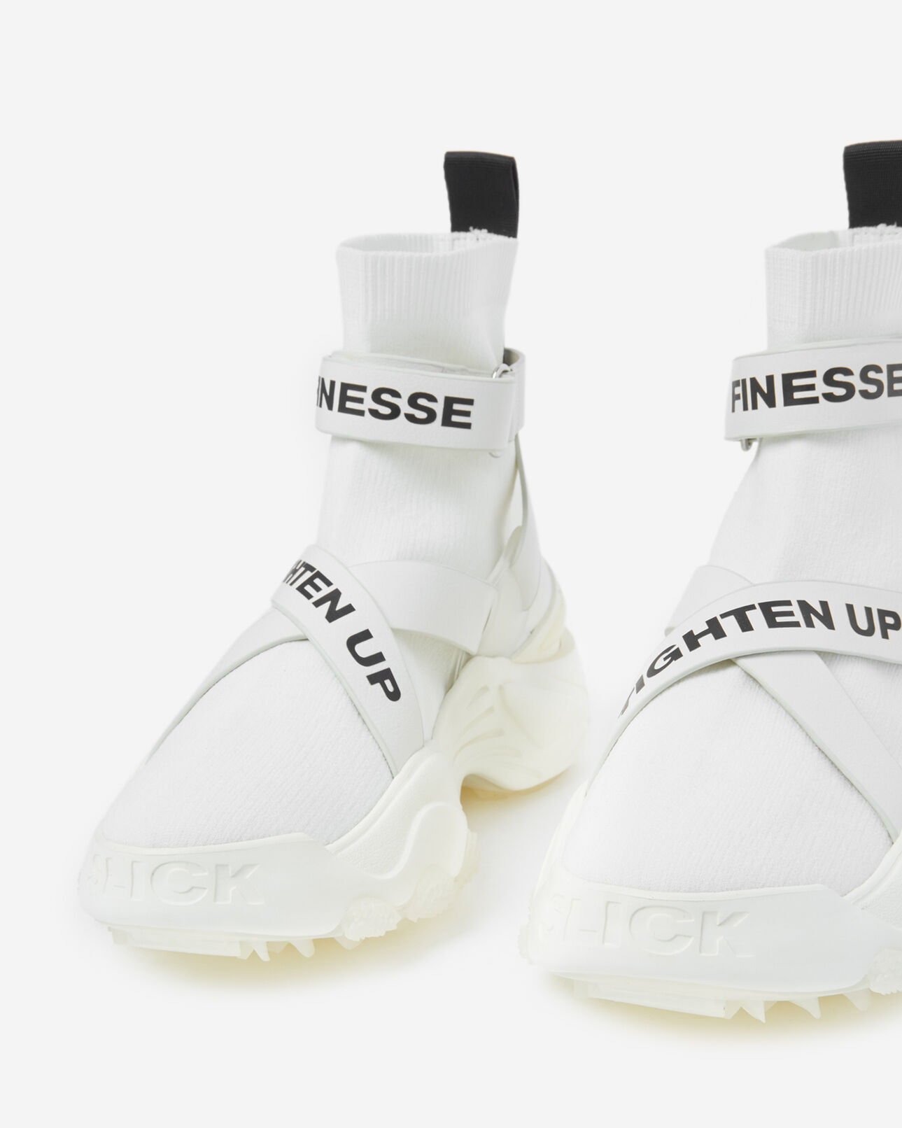 The Kooples WOMEN WHITE slick white high-top trainers with text