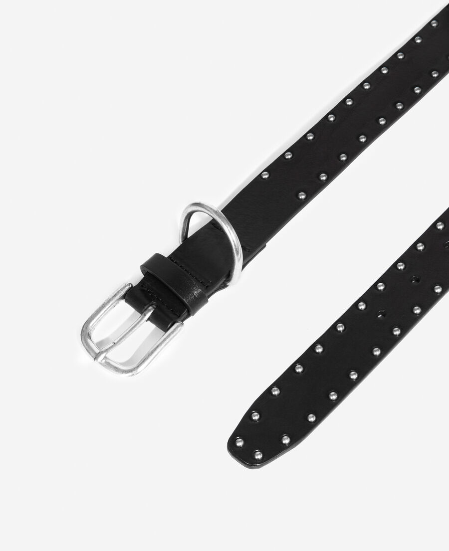 black leather belt with silver studs