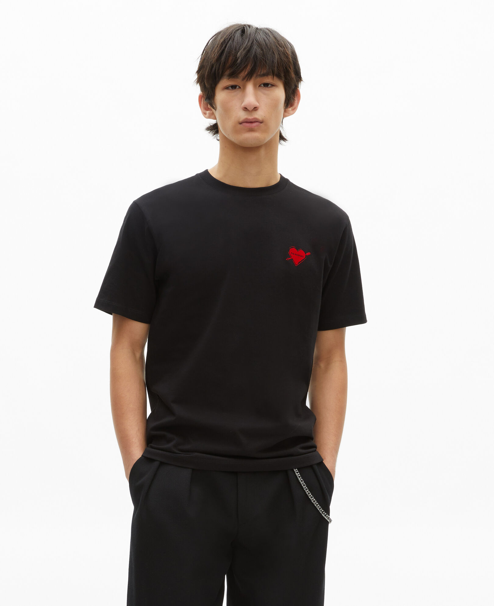 The Kooples HERREN BLACK schwarzes t-shirt mit beflockung