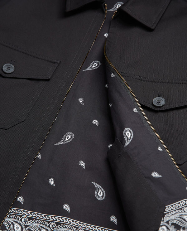 blouson coton noir poches plaquées doublé