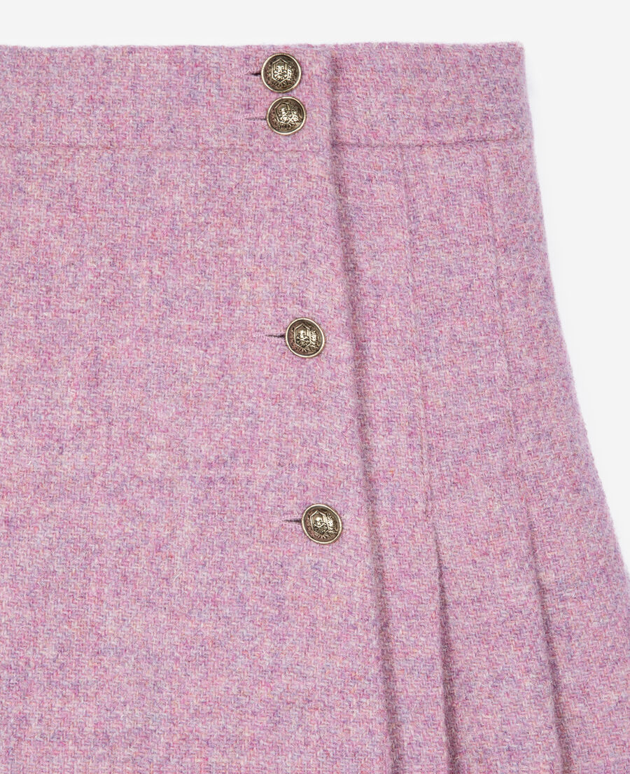 The Kooples FEMME PINK jupe courte plissée the kooples x harris tweed