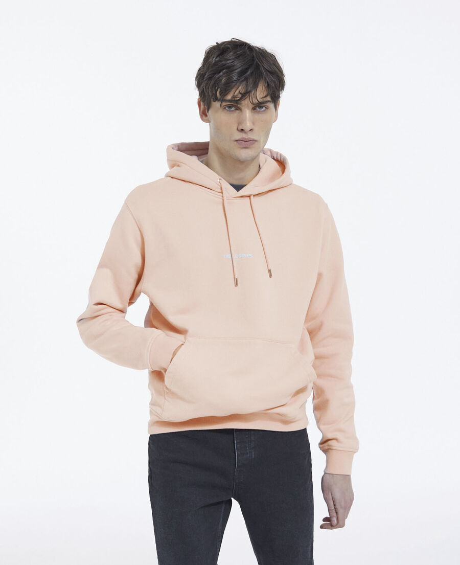 Pink cotton hoodie with logo on the chest | The Kooples - US