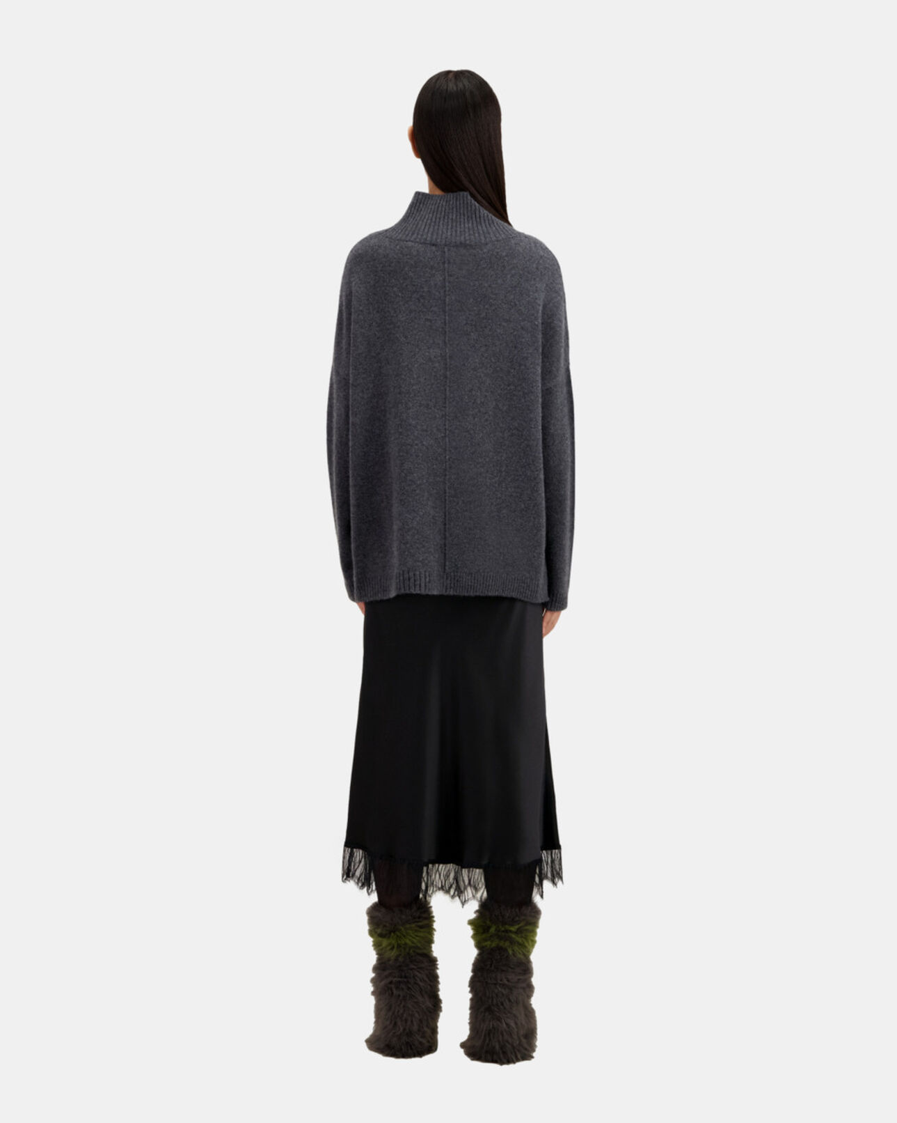 The Kooples WOMEN ANTHRACITE MELANGE grey cashmere-blend sweater