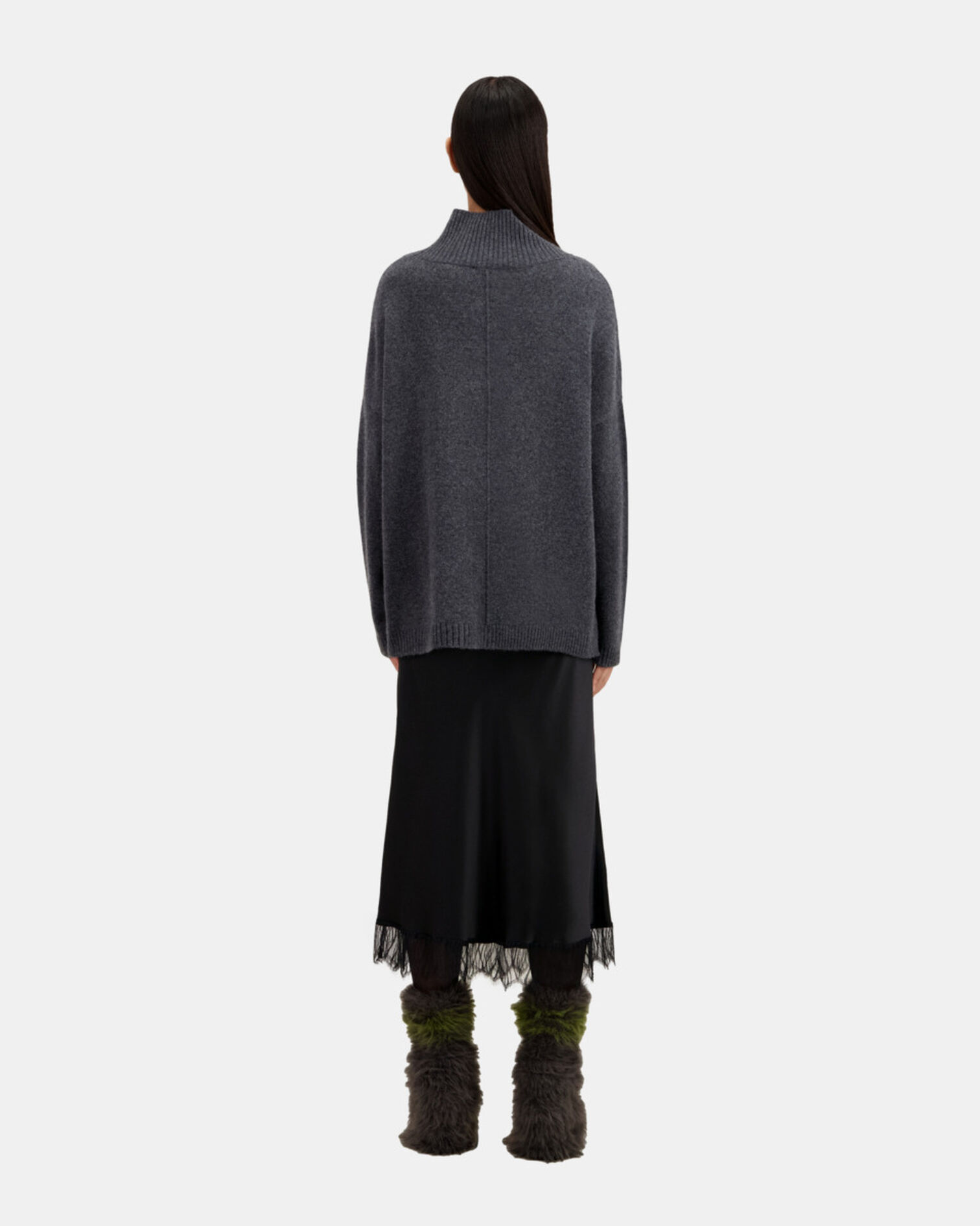 Grey cashmere-blend sweater, ANTHRACITE MELANGE, hi-res image number null