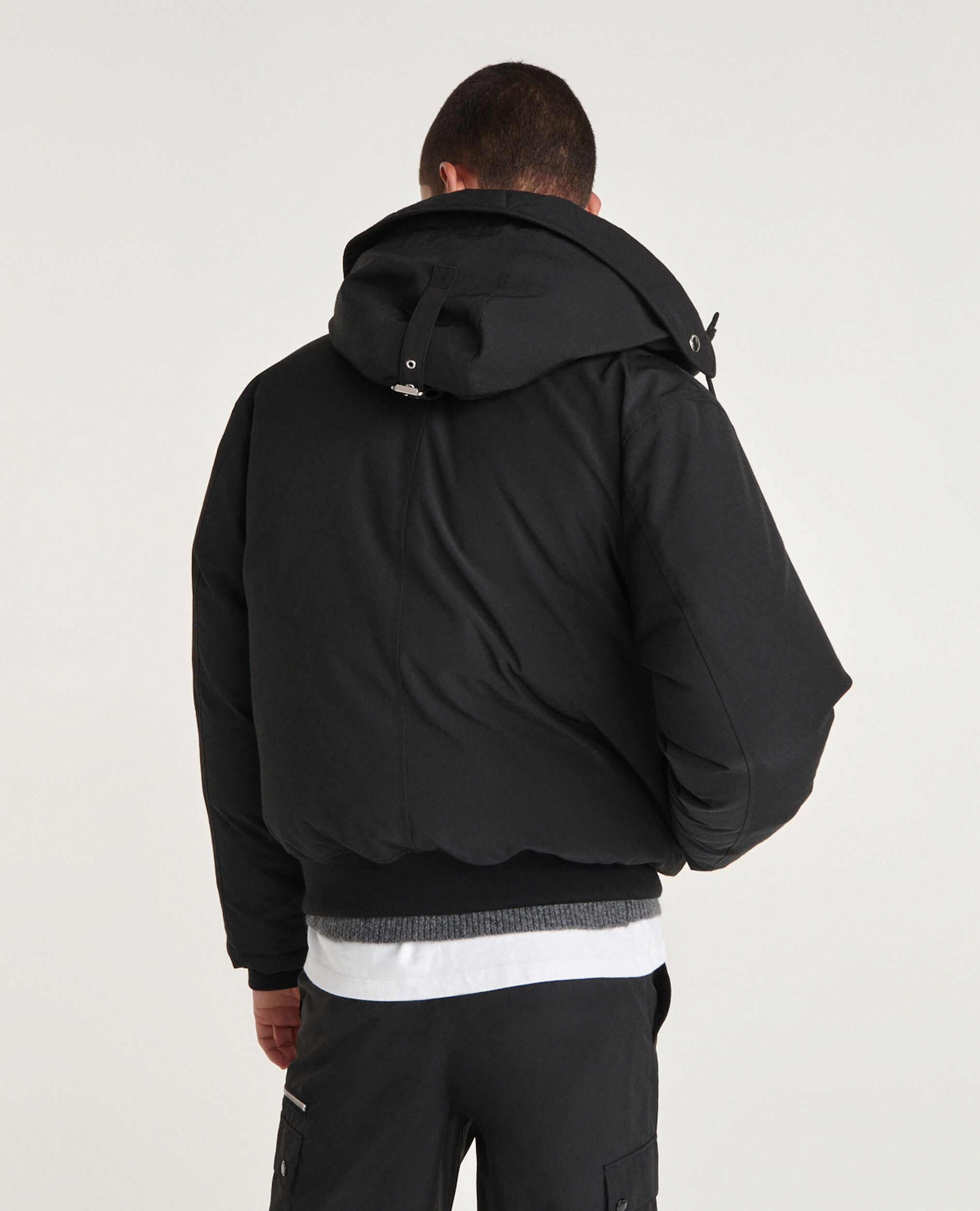 Black down jacket with rubber K logo | The Kooples - US