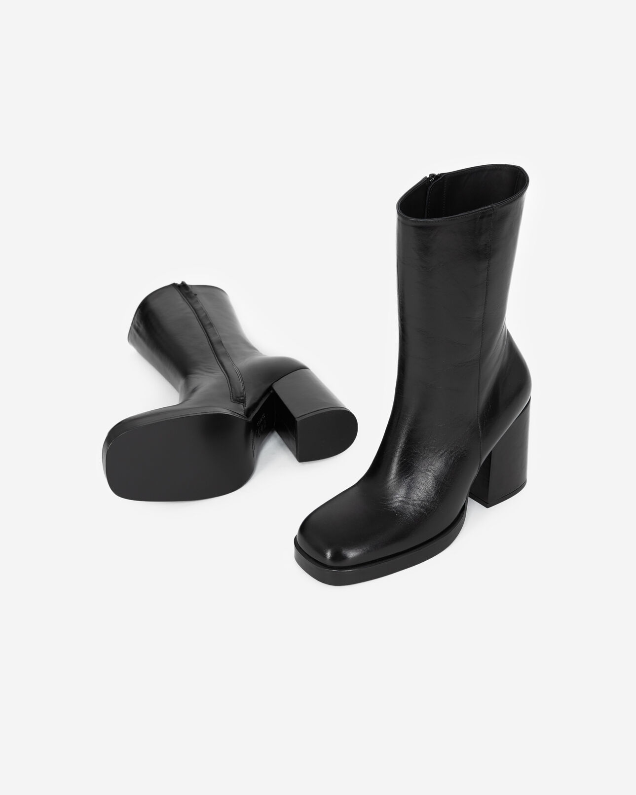The Kooples DAMEN BLACK schwarze stiefeletten glacé-leder mit absatz