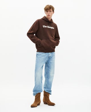 The Kooples HERREN BROWN kapuzen-sweatshirt mit brauner stickerei