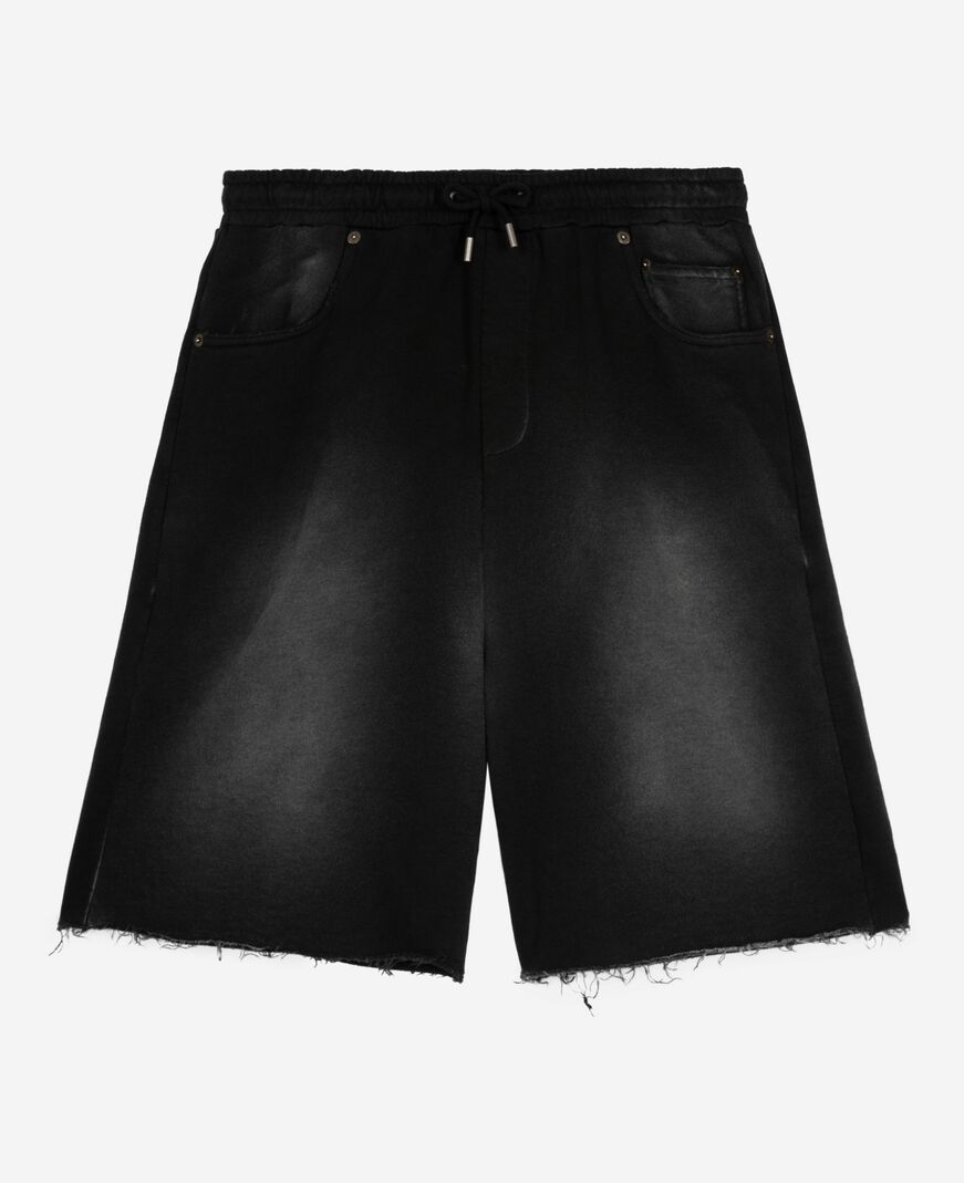 The Kooples MEN BLACK WASHED black washed cotton bermuda shorts
