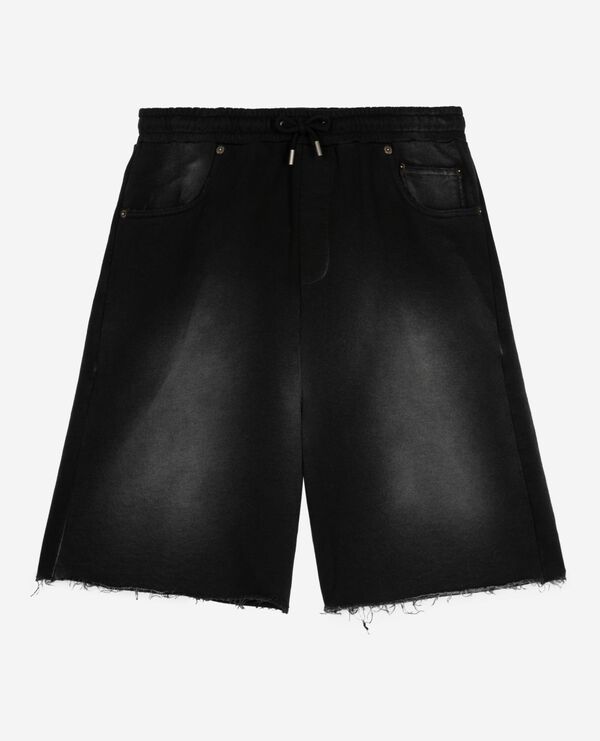 The Kooples MEN BLACK WASHED black washed cotton bermuda shorts