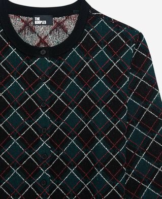 The Kooples WOMEN BLACK DARK GREEN black check cardigan