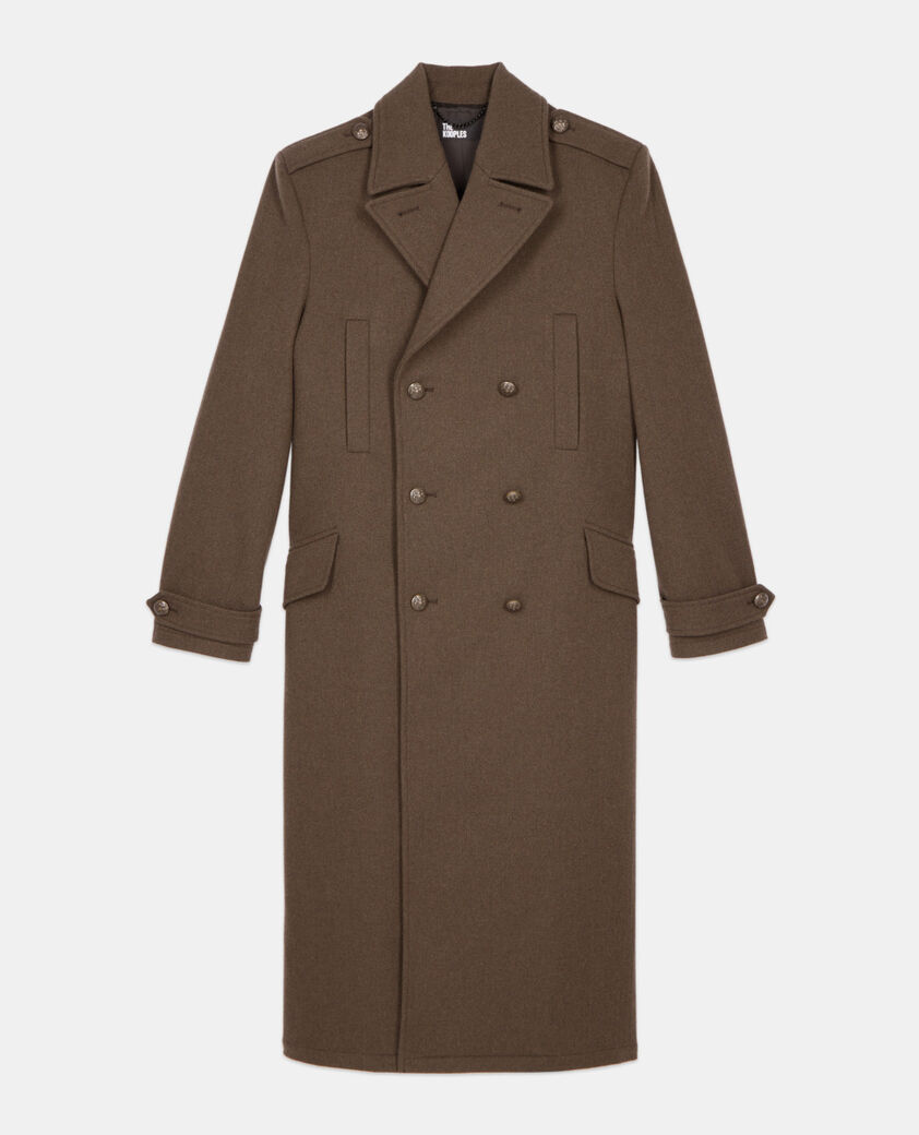 The Kooples HOMME KAKI manteau long style officier kaki