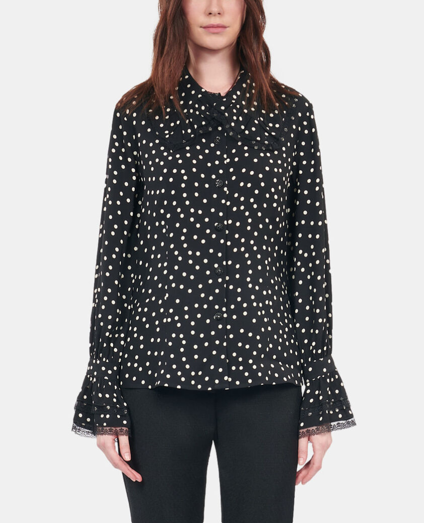The Kooples WOMEN BLACK WHITE black polka dot shirt
