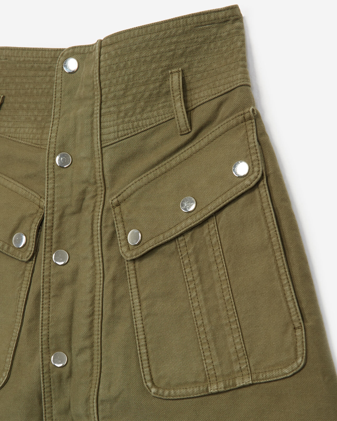 The Kooples FEMME KAKI jupe taille haute tencel kaki boutonnée