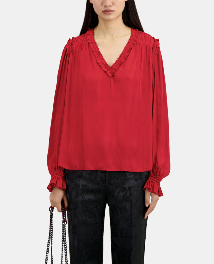 The Kooples WOMEN LIGHT BURGUNDY red top with shirring