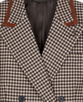 The Kooples FEMME ECRU BLACK veste tailleur à carreaux vichy