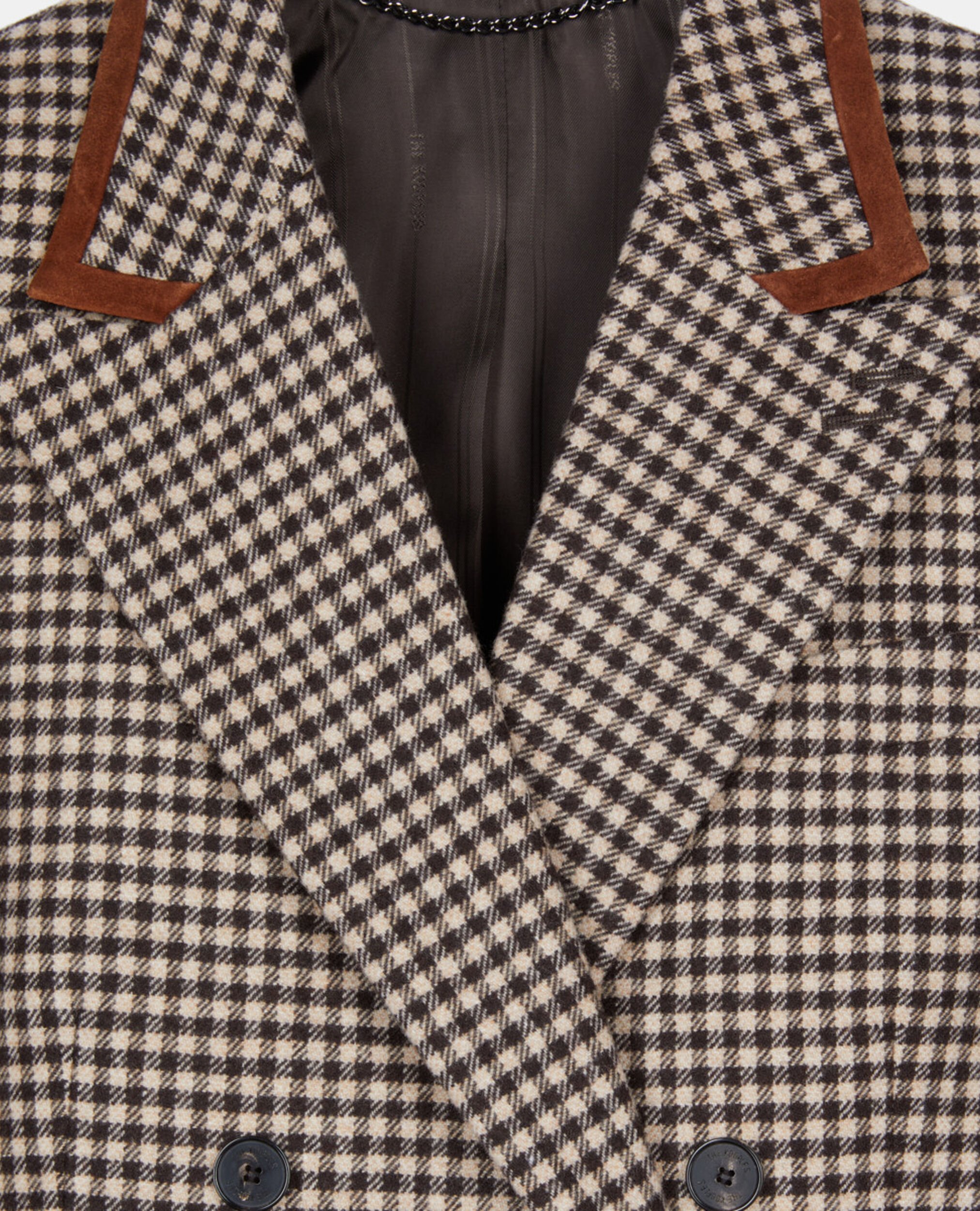 Veste tailleur à carreaux vichy, ECRU BLACK, hi-res image number null