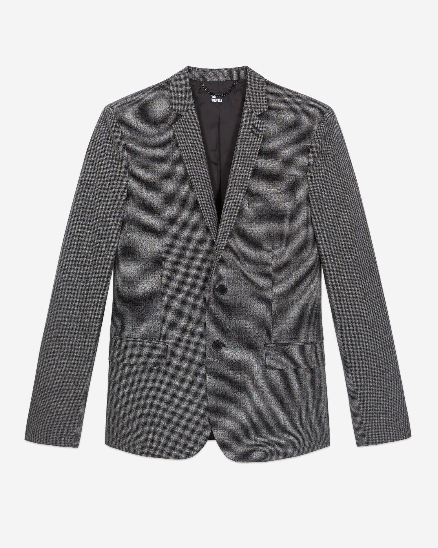 Veste de costume noire en laine à micro motifs, BLACK-ECRU, hi-res image number null