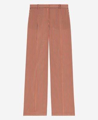 The Kooples FEMME DARK NAVY / FIRE RED pantalon large &agrave; rayures rouge et bleu