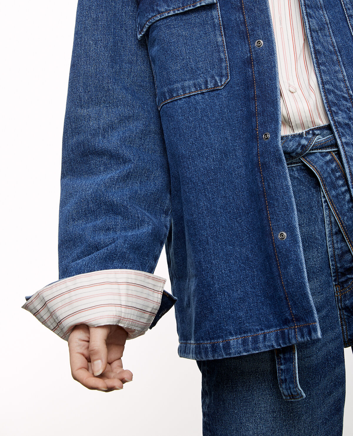Blue denim shirt with quilted lining