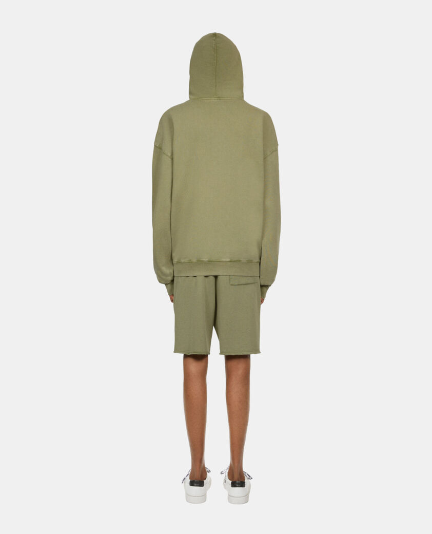 The Kooples HOMME KAKI GREY sweatshirt &agrave; capuche avec broderie logo vert