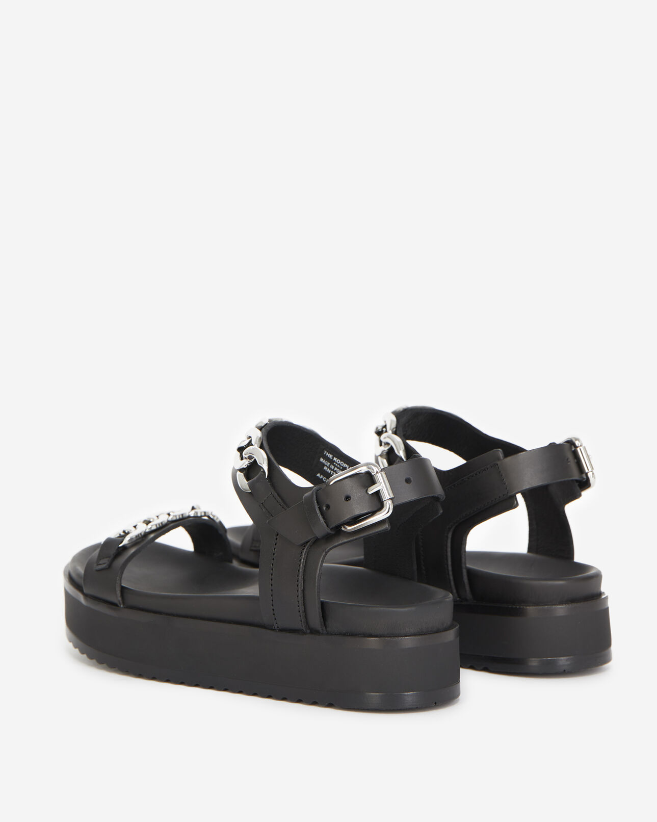 The Kooples FEMME BLACK sandales compensées noires à chaînes
