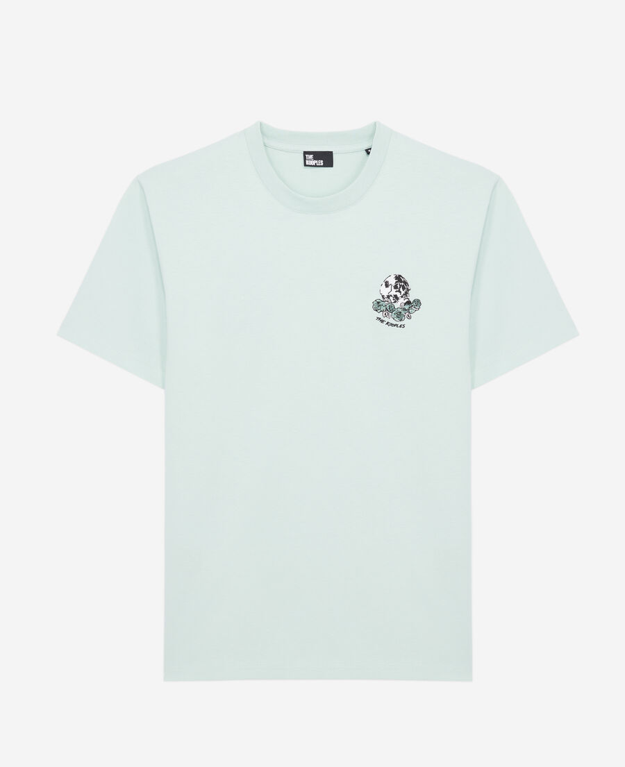 The Kooples MEN OCEAN men's green t-shirt with vintage skull embroidery