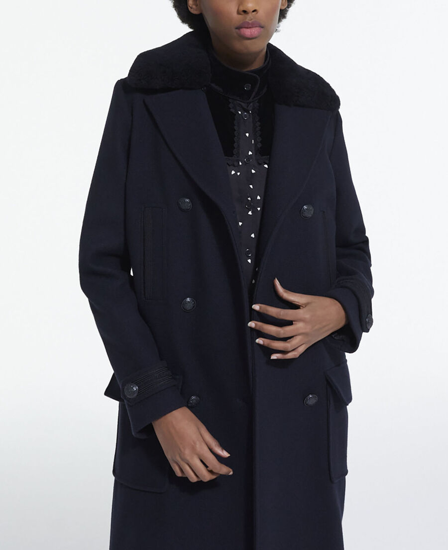 Navy blue wool coat | The Kooples - US